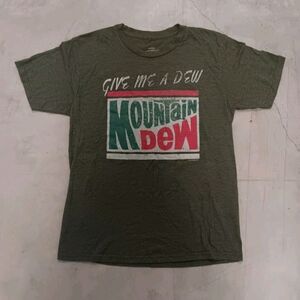 Mountain Dew Shirt Mens Large Heathered Green Cotton Polyester Blend Size Medium